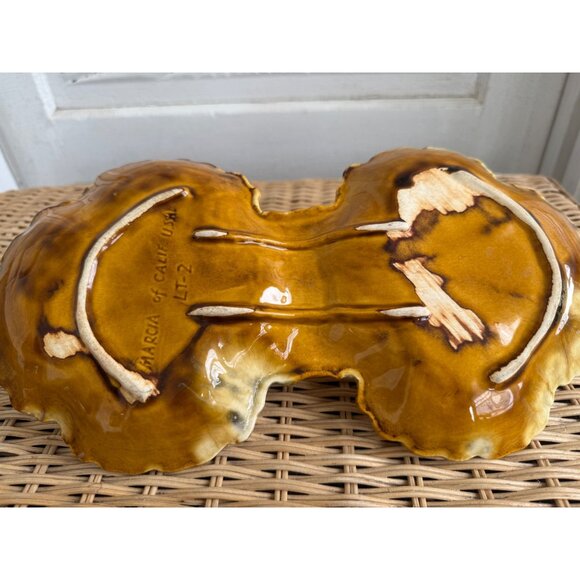 Vintage MCM Marcia California Pottery Double Serving Dish With Handle - Picture 6 of 9